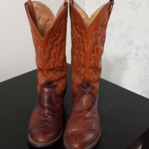 Justin 9.5D Mens Lizard Classic Western Boots Tan Style 8306 - Picture 8 of 15